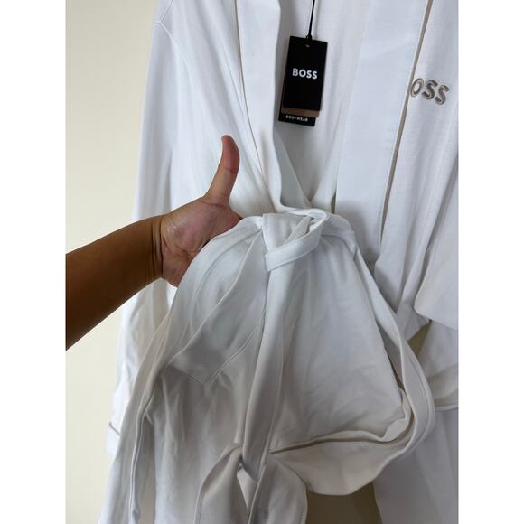 HUGO BOSS Men's Bathrobe - White, Size L - New with Tags - Picture 6 of 12